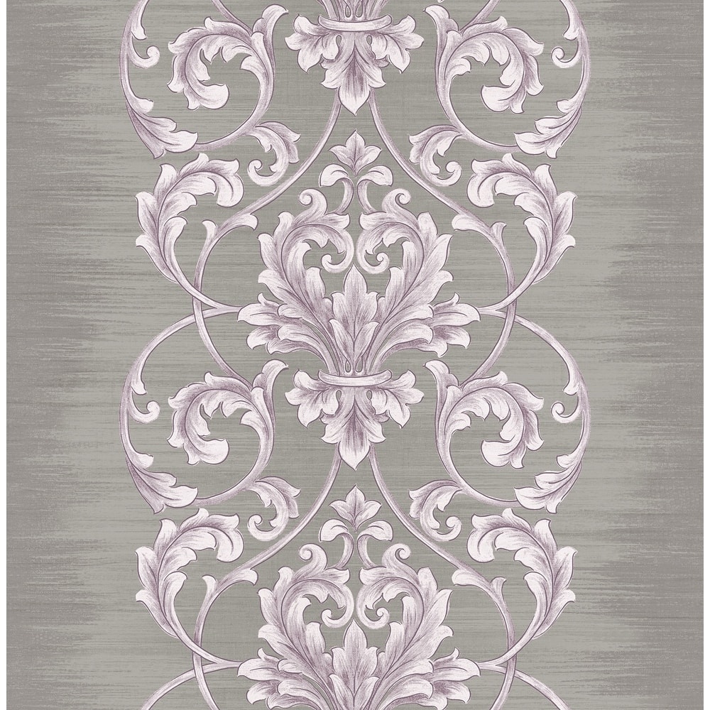 Seabrook Designs Ombre Stripes & Scrolls Unpasted Wallpaper