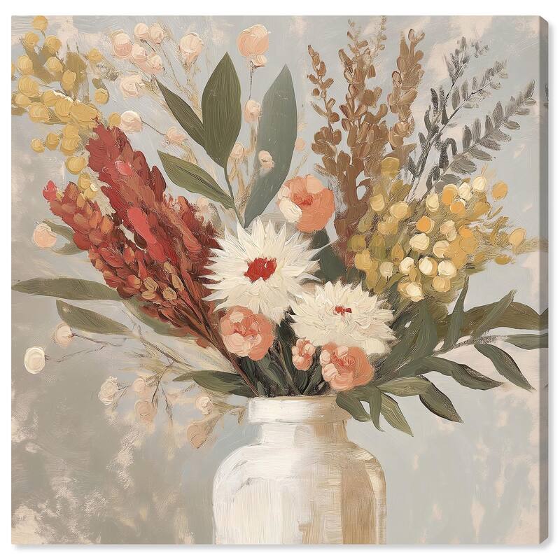 White Vase Bouquet Canvas by Art Remedy, Gallery Wrapped - 40" x 40"