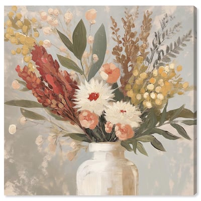White Vase Bouquet Canvas by Art Remedy, Gallery Wrapped