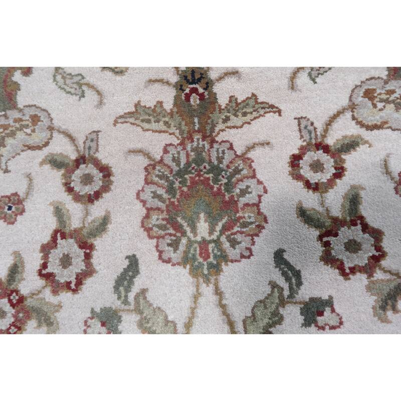 Hand Knotted Oriental 100% Wool Carpet Traditional All-Over Beige & Ivories Agra Area Rug - 9' 3'' X 6' 0''