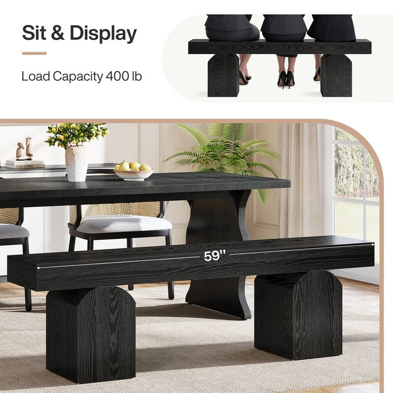 59" Dining Bench for 2 to 3 with Arched Base for Living Room - /