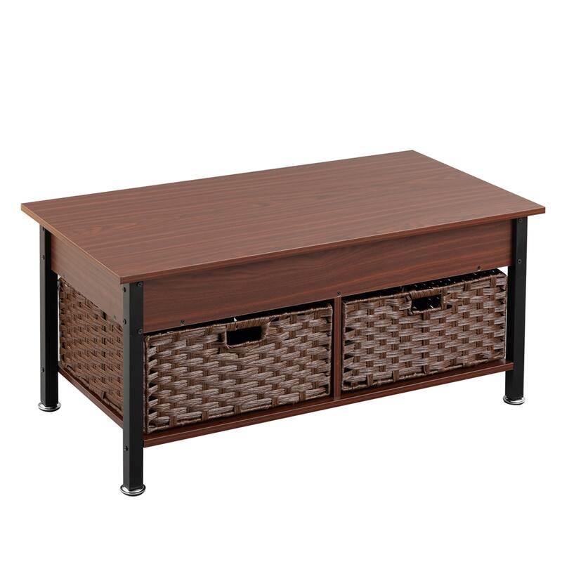 Metal Coffee Table with a Lifting Table and Hidden Storage Space