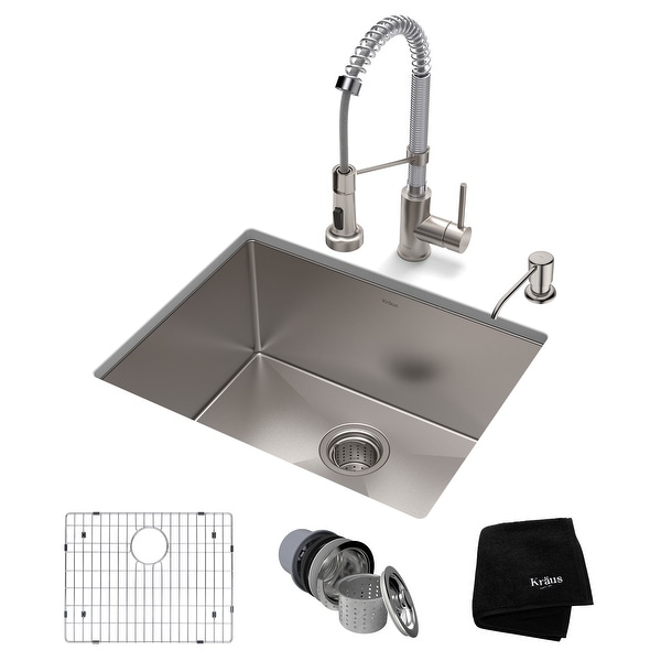 Kraus 3-in-1 Set Undermount Kitchen Sink, Pulldown Faucet, Dispenser. Opens flyout.