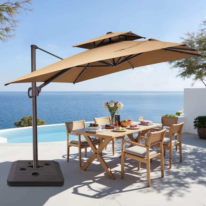 11 x 9 ft Patio Cantilever Offset Umbrella with Base Stand