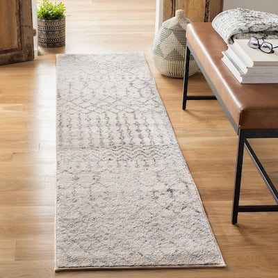 SAFAVIEH Tulum Lelya Moroccan Boho Tribal Rug - Ivory/Grey - 2' x 13' Runner