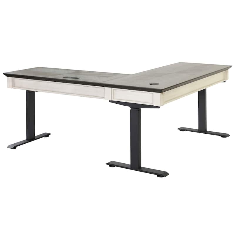 Hartford Electric Sit/Stand L-Desk and Return, Height Adjustable Table, Wood Adjustable Office Corner Desk and Return, Black