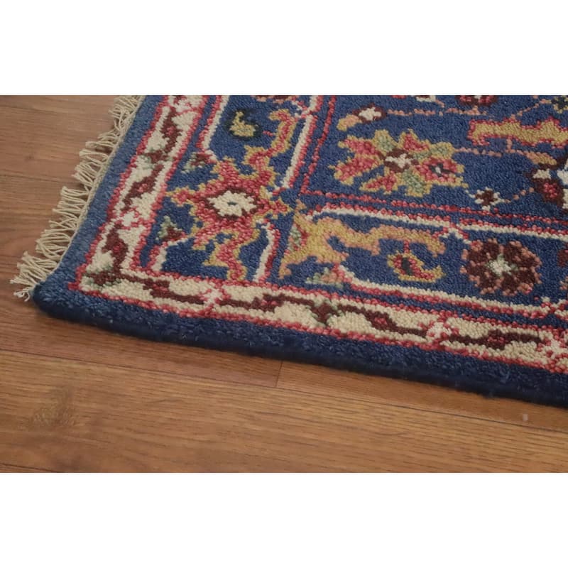 Hand-knotted Transitional Wool Carpet Blue Oushak Rug Floral Oriental Area Rug - 5' 1'' X 3' 0''