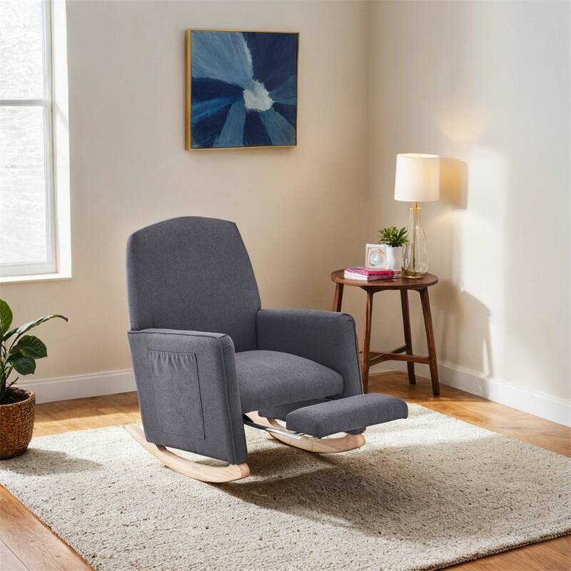 Teddy Fabric Nursery Rocking Chair With Adjustable Footrest