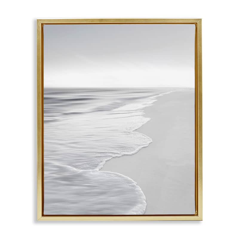 Stupell Foamy Beach Coast Framed Floater Canvas Wall Art Design By Maggie Olsen - 17 x 21 - Gold