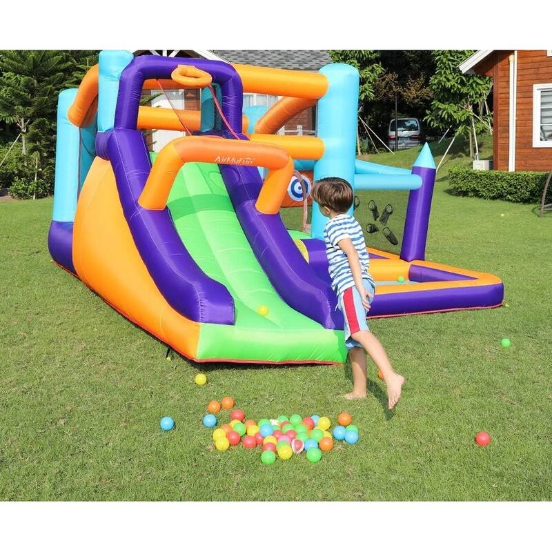 Inflatable Bounce House,Jumping Bouncer with Air Blower,Splash Pool to Play,Kids Slide Park for Outdoor Playing with Carry Bag