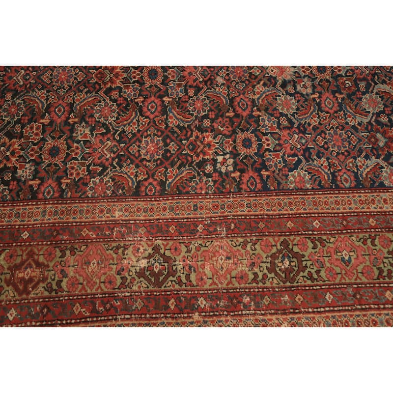 Hand Knotted Oriental 100% Wool Carpet Traditional Floral Navy Blue & Blues Sultanabad Area Rug - 12' 11'' X 6' 0''