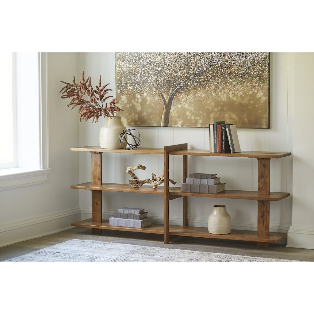 Signature Design by Ashley Fayemour Brown Console Sofa Table - 78" W x 19" D x 33.5" H