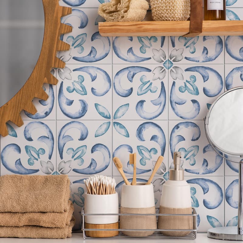 Merola Tile Saint Germain Gele Deco Flore 5-3/4" x 5-3/4" Porcelain Floor and Wall Tile