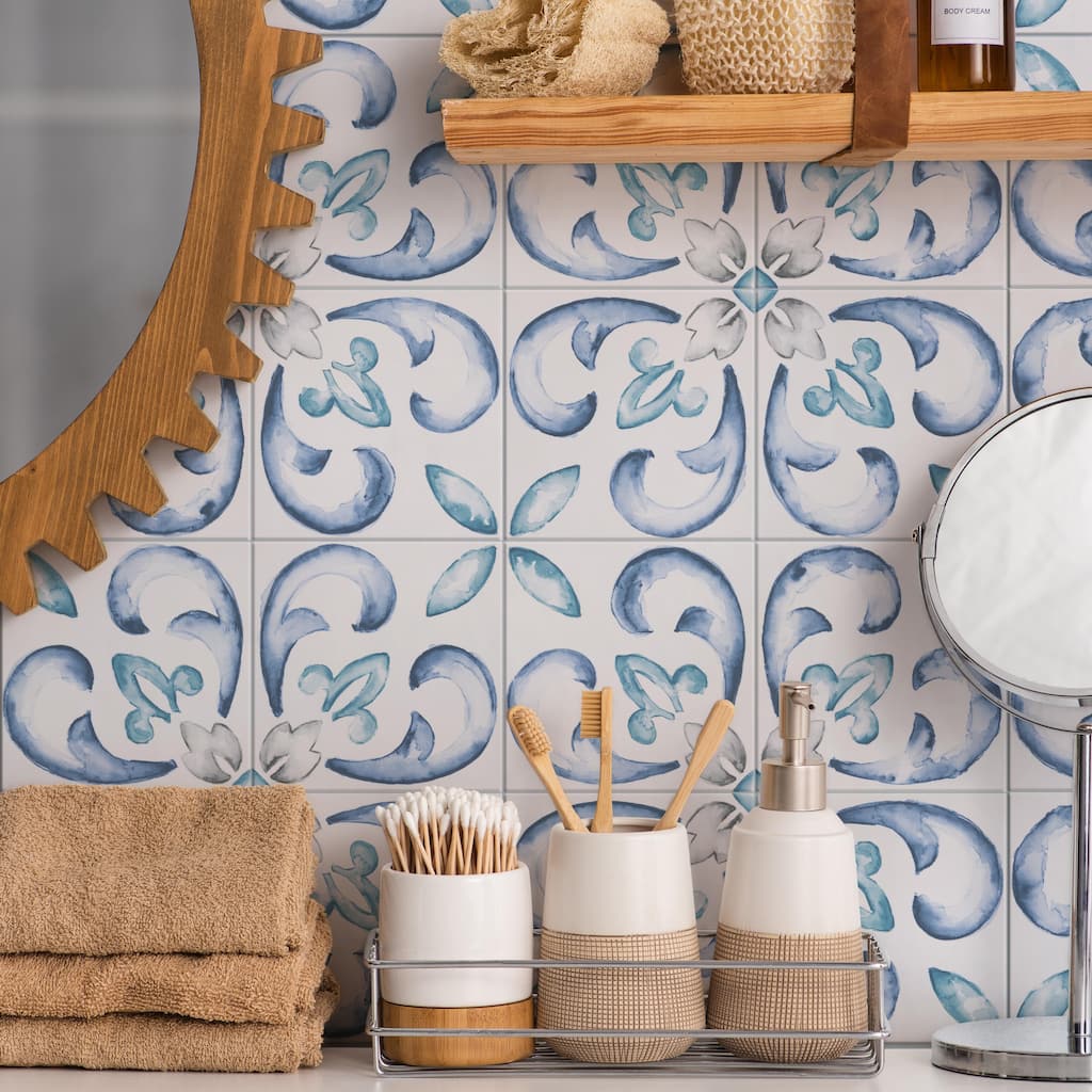 Merola Tile Saint Germain Gele Deco Flore 5-3/4" x 5-3/4" Porcelain Floor and Wall Tile