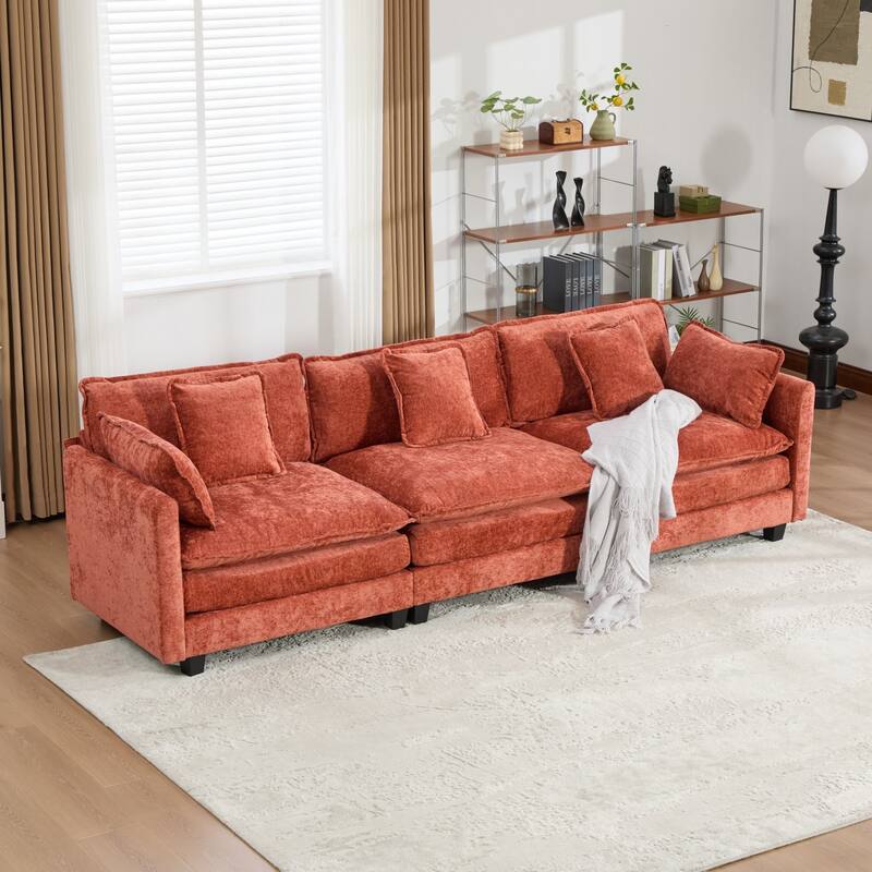 Cloud Sofa 3 Seats,Modern Sectional Couch,Comfy Double Layer Upholstered Seat Cushion