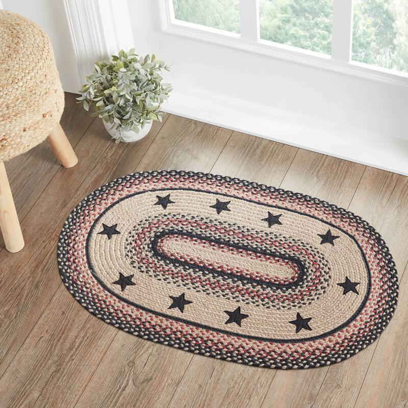 Colonial Star Jute Rug Oval w/ Pad 24x36 - 3'6" - 3'6" - Tan