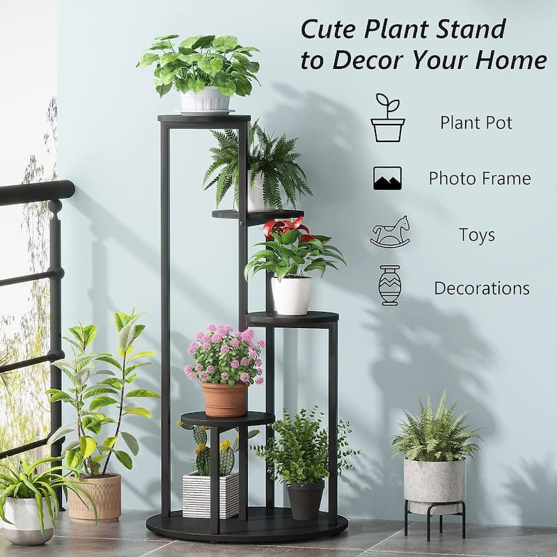 4-Tier Plant Stand Indoor for Balcony, Wood Plant Flower Shelf Holders