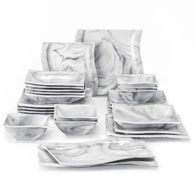 MALACASA Flora Wavy Modern Porcelain Dinnerware Set (Service for 6)