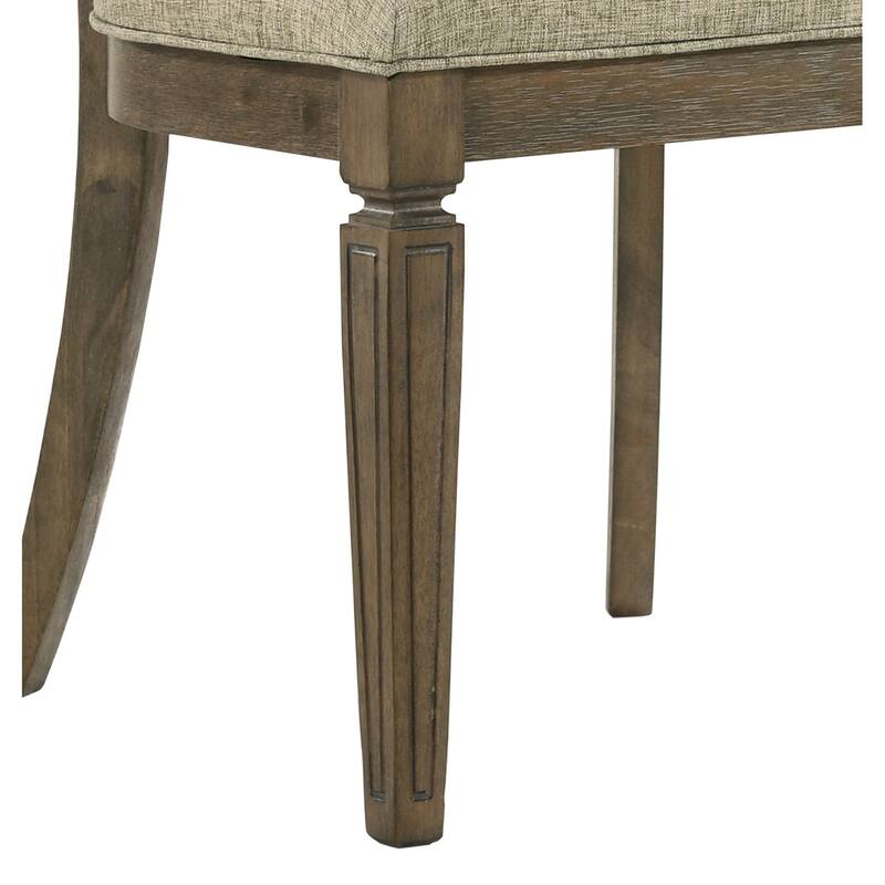 Parfield Light Brown Fabric & Weathered Oak Finish Side Chair (Set of 2)
