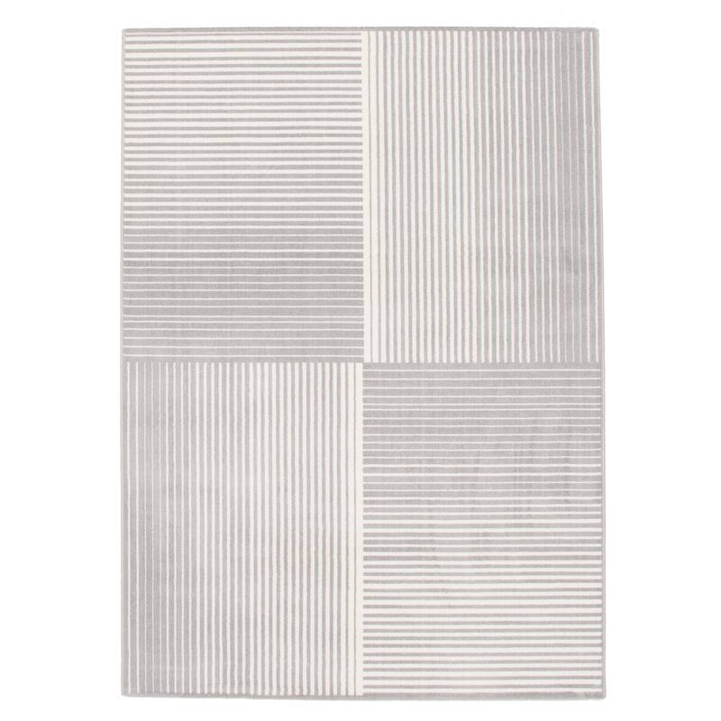 ECARPETGALLERY Ambiance White/Grey Modern & Contemporary Rug - White/Grey - 5'3 x 7'3