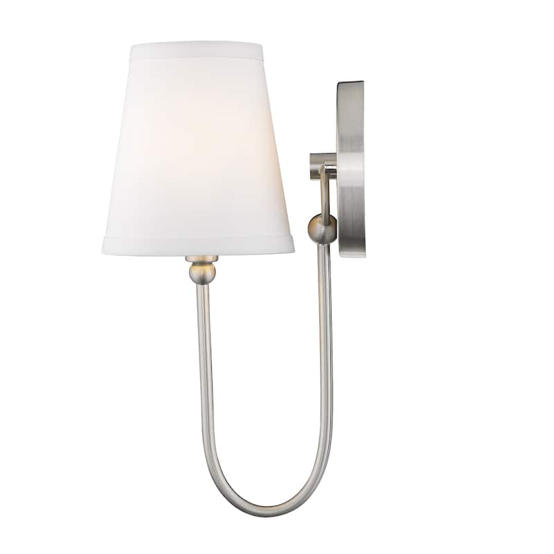 Simple Rustic 1-Light Nickel Wall Sconce with Shade
