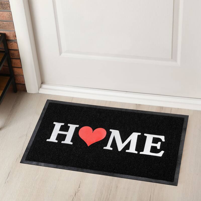 Outdoor Printed Front Door Mat Home PVC Rug 30x18 Black - 30 L x 18 W x 3/16 H