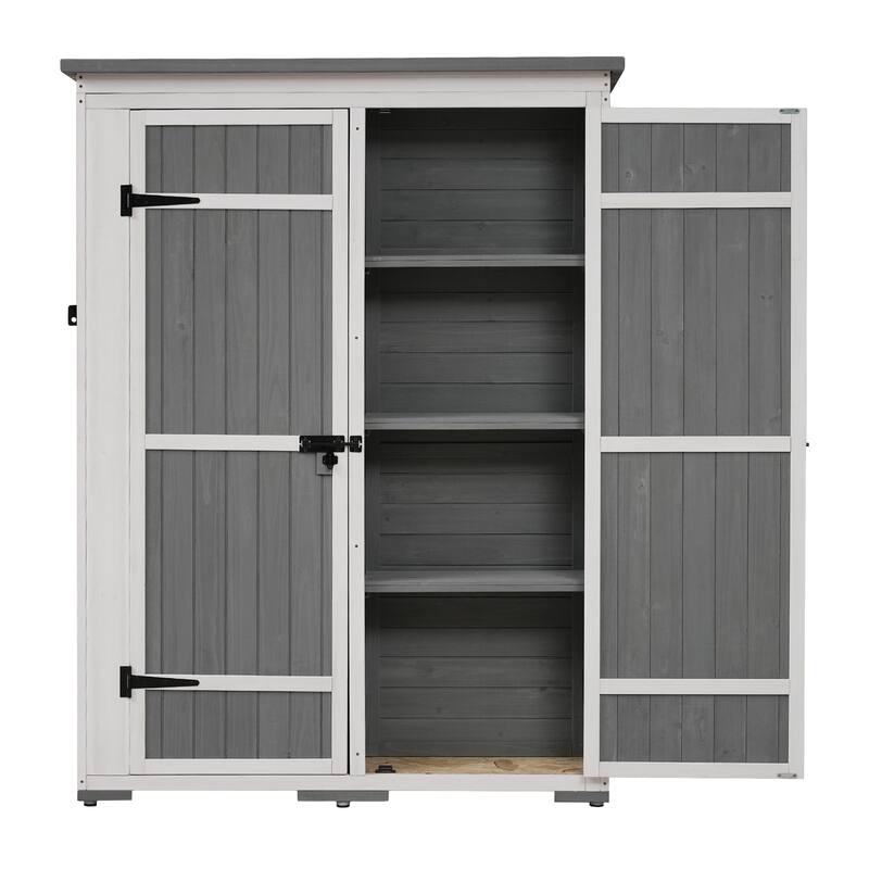 Roomfitters 5.5ft Outdoor Wood Storage Shed with Waterproof Roof and Multiple Shelves