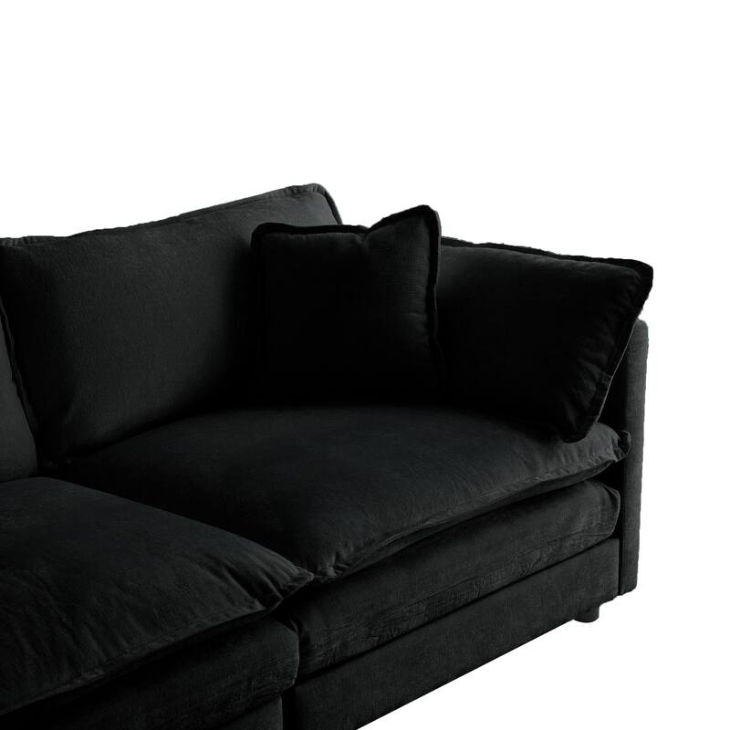 3-Piece Modular Chenille Upholstered L-Shaped Sectional Sofa with Ottoman