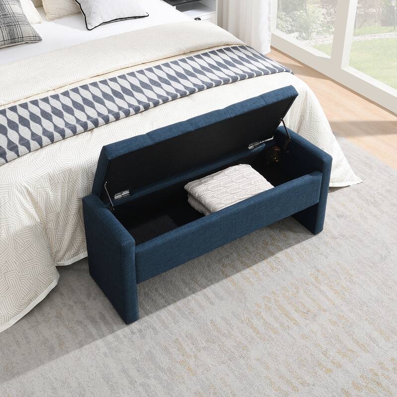 Modern Bed End Bench with Storage,Upholstered Large Foot Rest Stool, Comfy Window Vanity Bench for Living Room,Bedroom