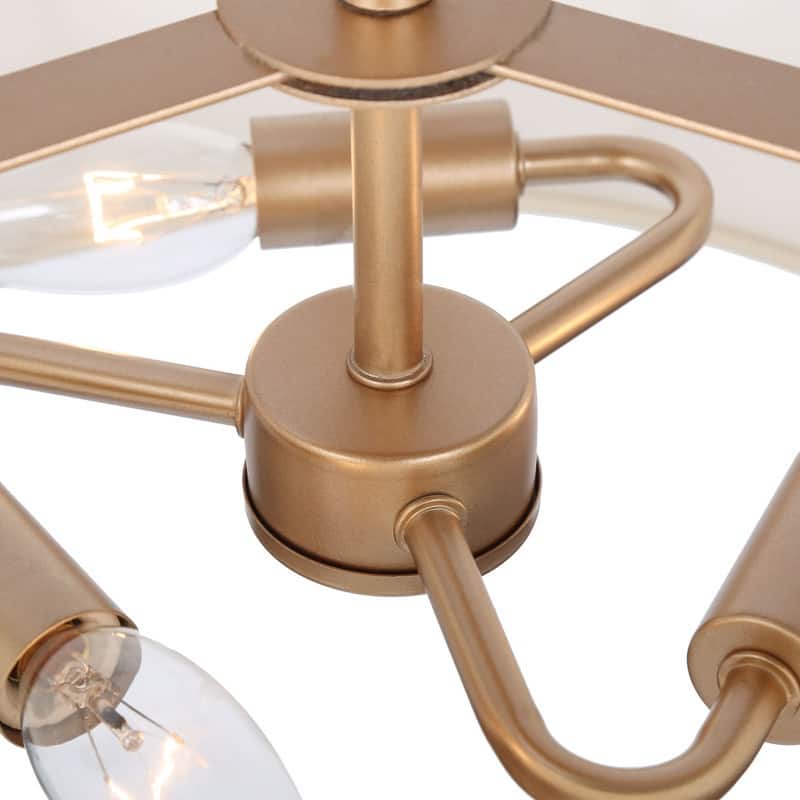 Bella Modern Glam 3-light Drum Semi-Flush Mount Lights Off-white Fabric Chandelier - L13.8'' x W13.8'' x H11.8