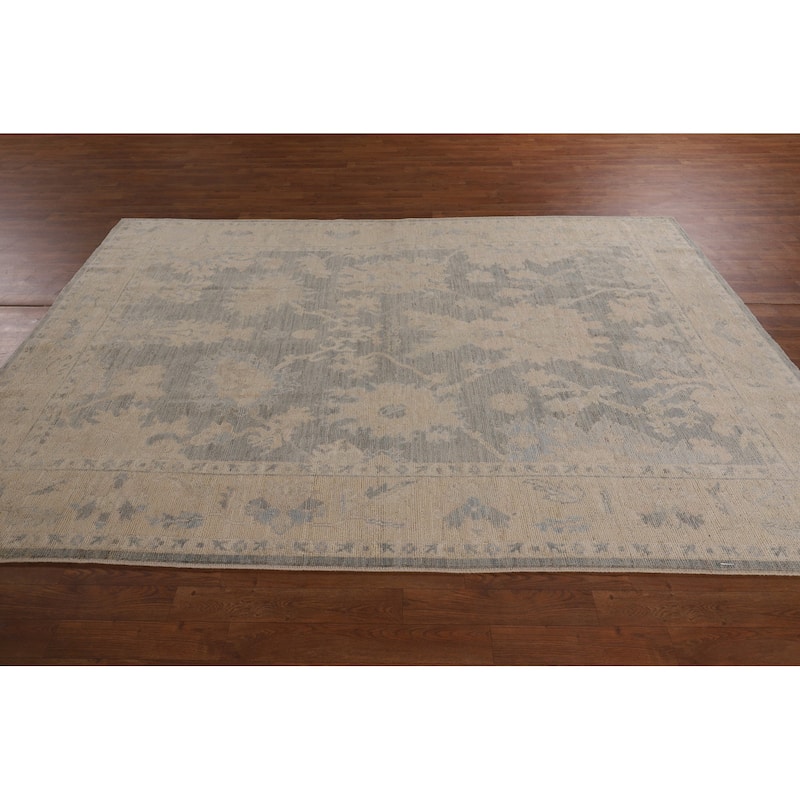 Vegetable Dye Grey Oushak Oriental Area Rug Hand-Knotted Wool Carpet - 6'2"x 9'2"