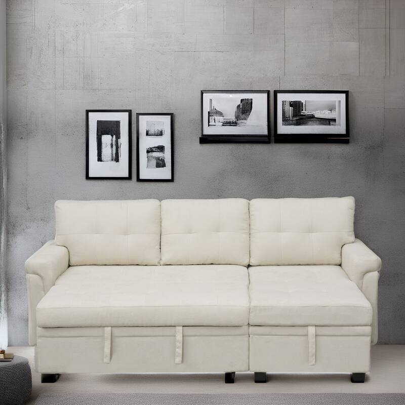 Modern Reversible Convertible Sleeper Sectional Sofa Bed - L-Shape with Storage Chaise, Wide Armrest and Durable Legs