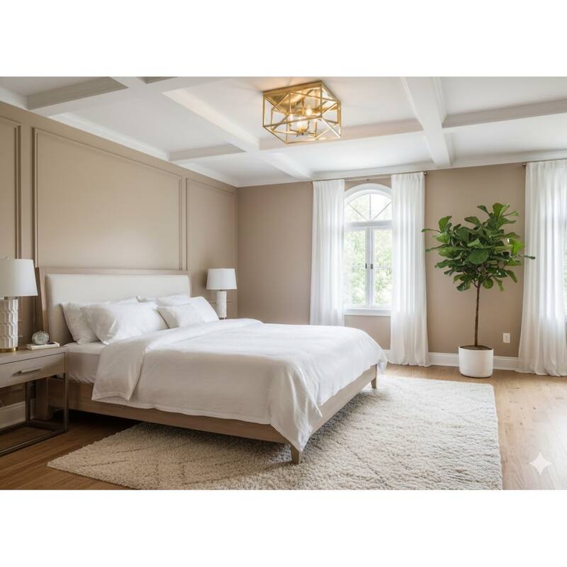 4-Light Gold Interlocked Box Flush Mount