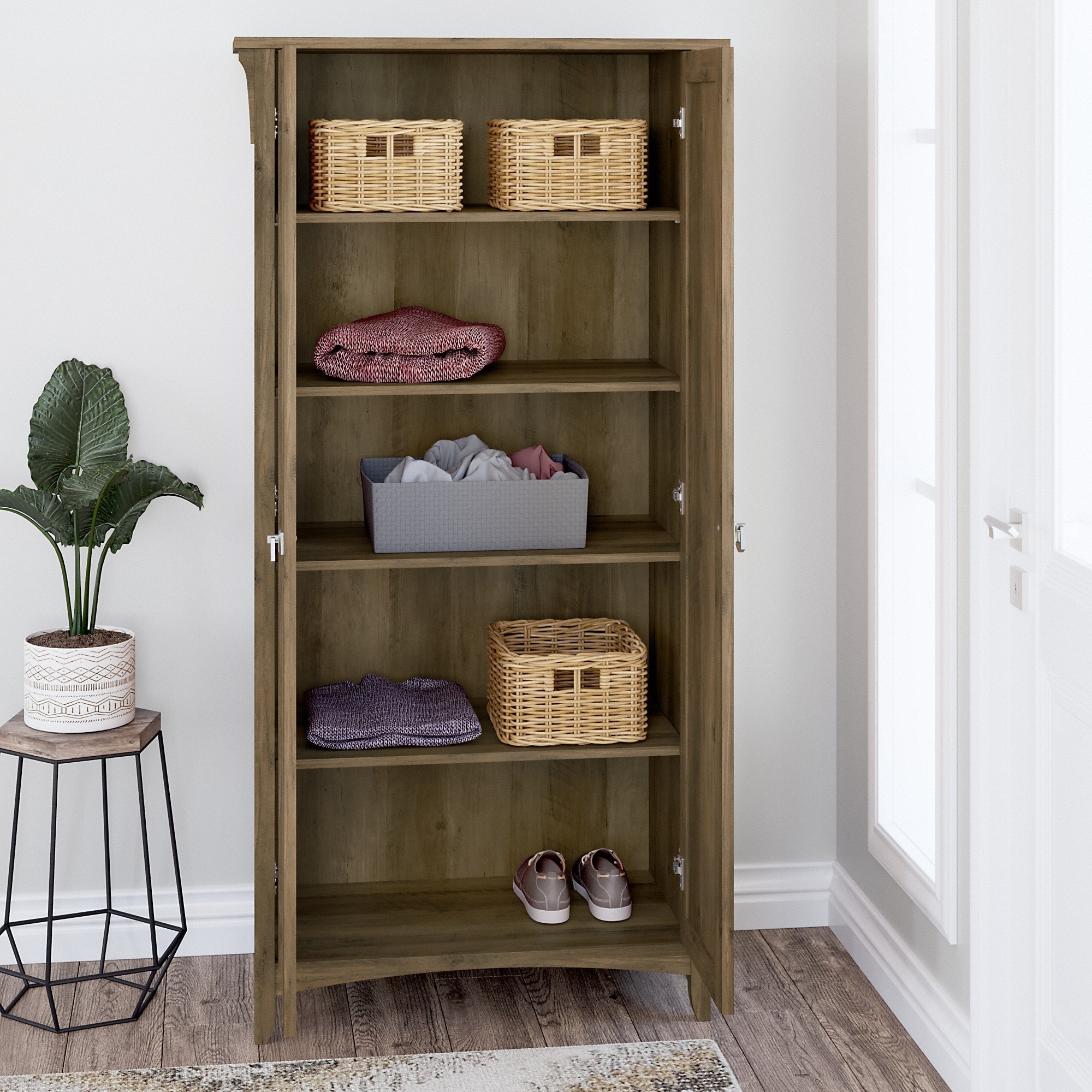 Salinas tall storage cabinet with outlet doors