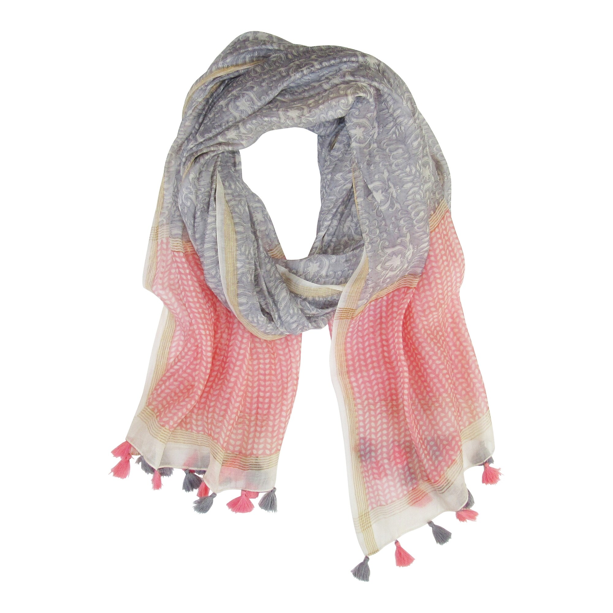 pink and gray scarf