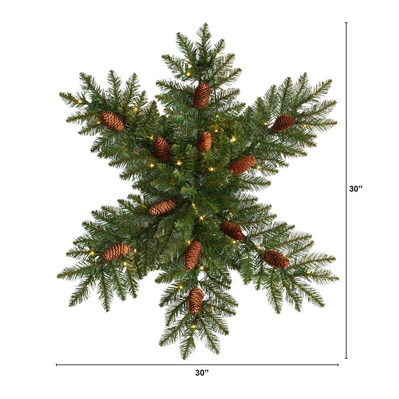 Pre-Lit Snowflake with Pinecones Artificial Christmas Wreath - 30" - LED Lights