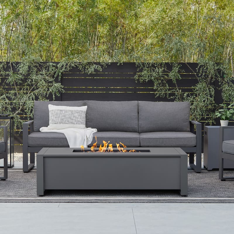 Keenan 52" Rectangle Propane Fire Table in Gray by Real Flame