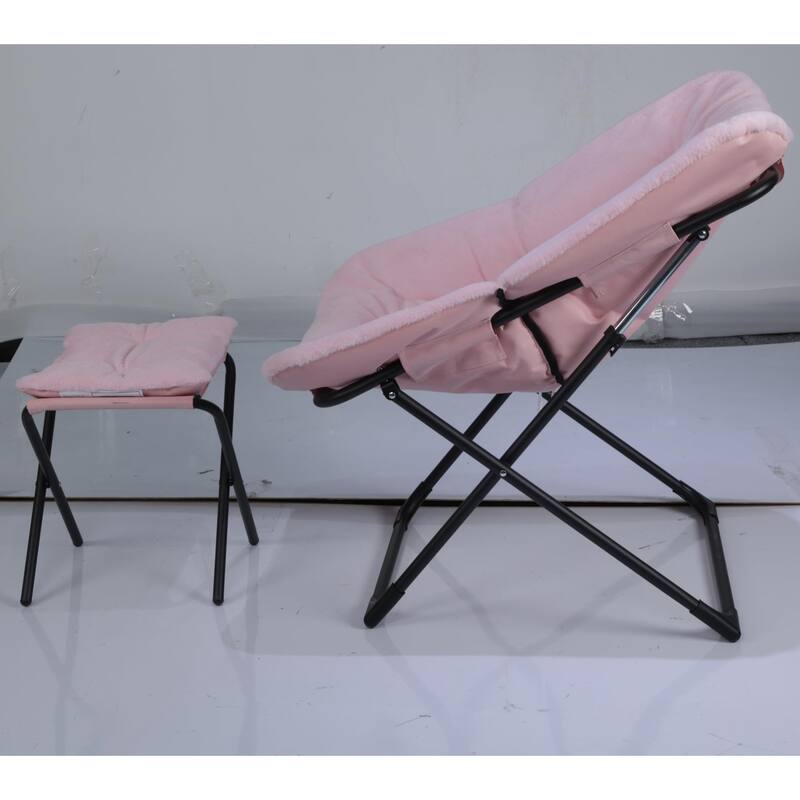 Comfy Folded Chair,Saucer Chair, Lounge Chair - XL Foldable Faux Fur Floor Seat, Non-Slip Base for Stability