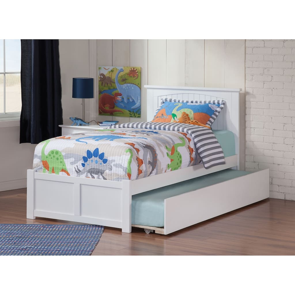 AFI Nantucket Twin Size Platform Bed with Footboard and Twin Trundle in White