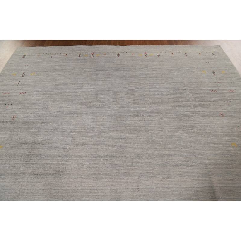 Tribal Gabbeh Area Rug Hand-Knotted Wool Carpet - 7'10"x 9'8"