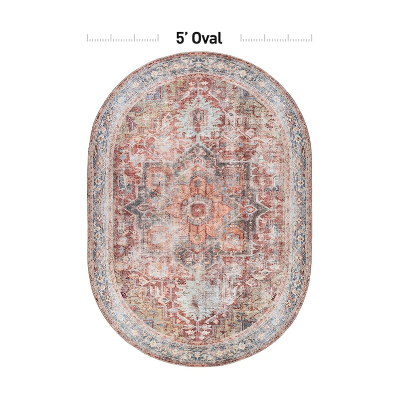 World Rug Gallery Traditional Distressed Washable Area Rug