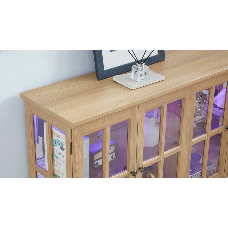 LED Curio Display Cabinet Antique Display Cabinet with Glass Doors