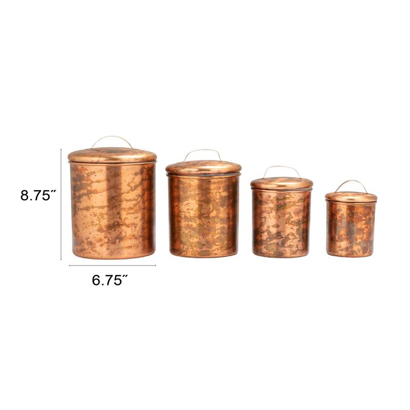Oxidized Stainless Steel Canister Set - 6.75"L x 6.75"W x 8.75"H