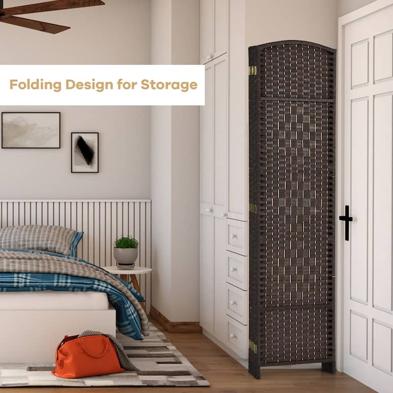 Costway 6-Panel Room Divider 6Ft Weave Fiber Folding Privacy Screen