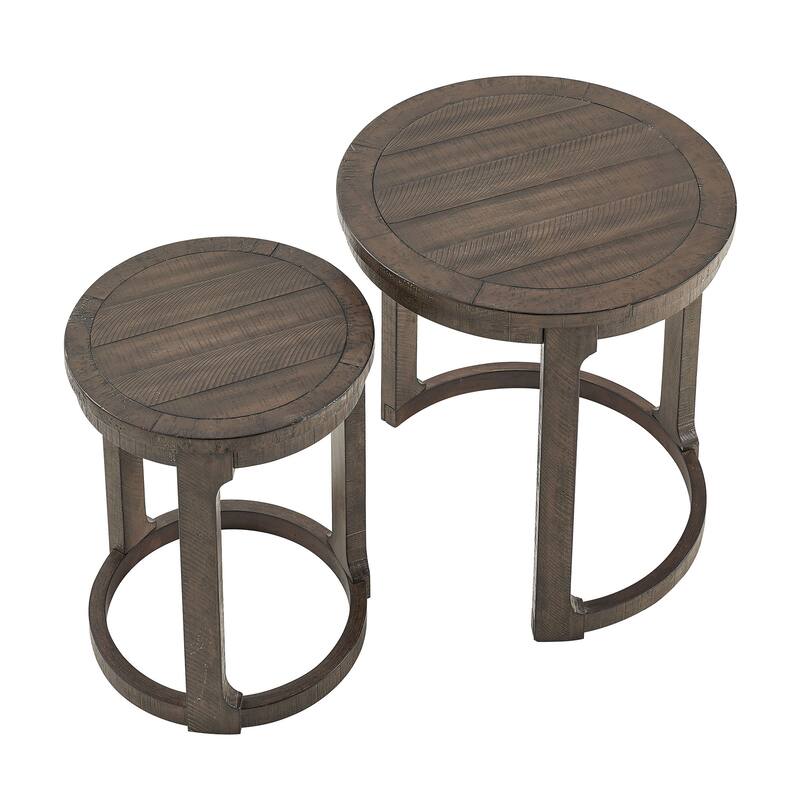 Set of 2 Coffee Table Side Table for Living Room, Dark Brown Sofa Table Nesting Table End Table Nightstand