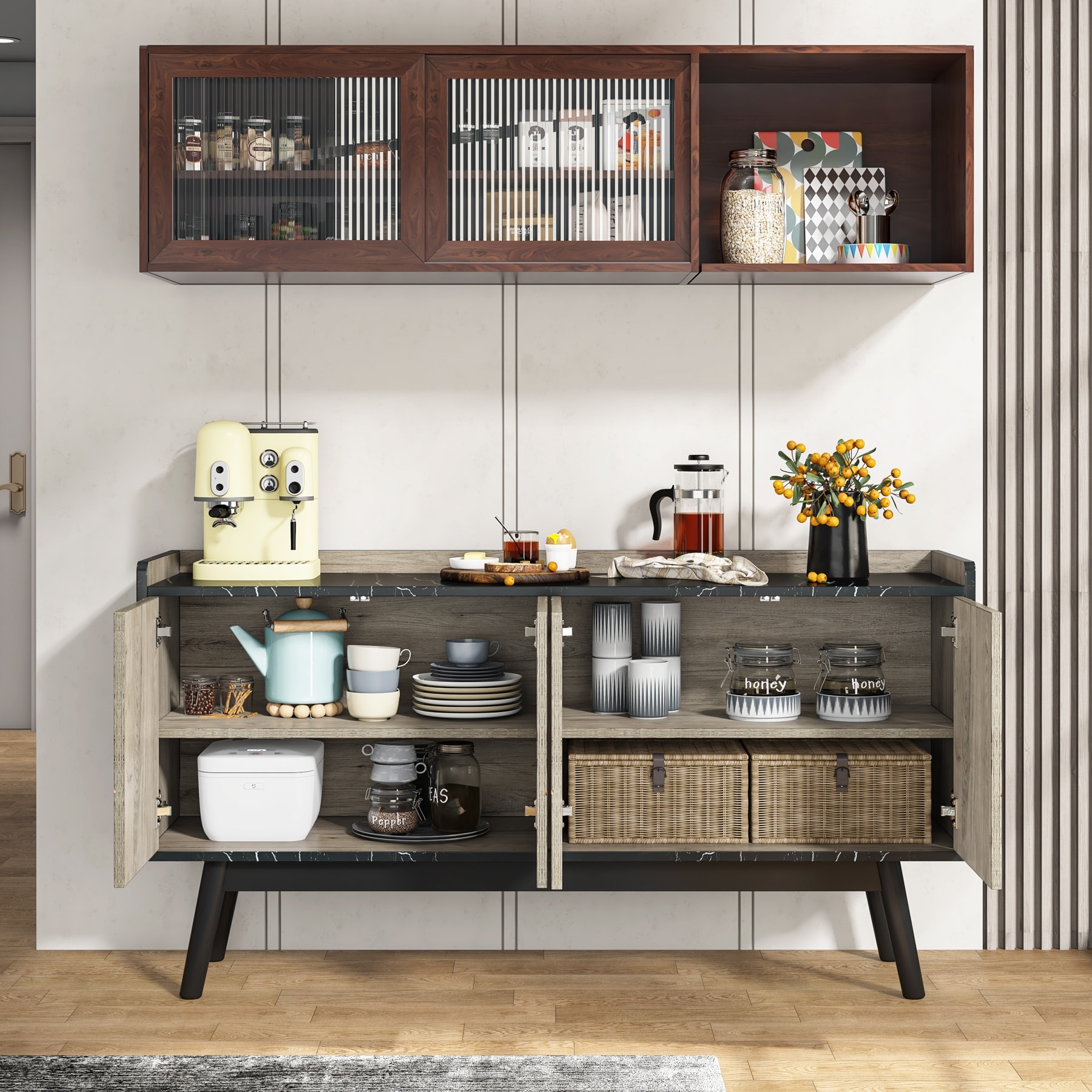 Kitchen Buffet Bar Designs Built In Buffet/Hutch/Wine Bar