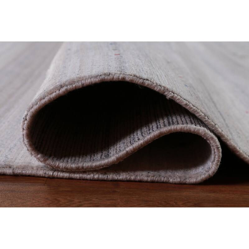 Hand Knotted Oriental 100% Wool Carpet Tribal Stripe Greys & Charcoal Gabbeh Area Rug - 12' 0'' X 8' 10''