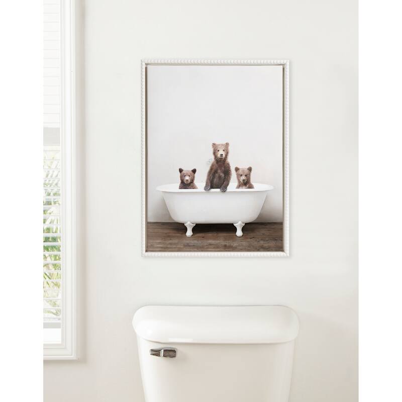 Sylvie Beaded 3 Little Bears in Vintage Bathtub Canvas by Amy Peterson