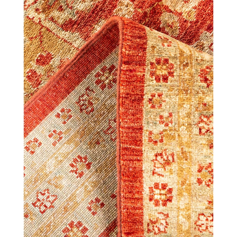 Overton Hand Knotted Wool Vintage Inspired Traditional Mogul Orange Area Rug - 9 x 12