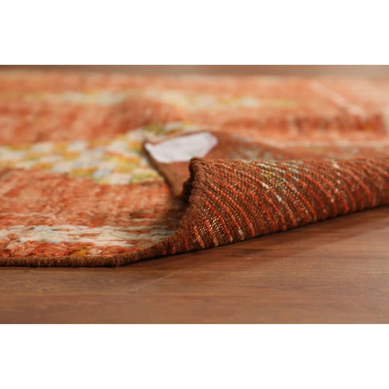 Orange Moroccan Oriental Rug Handmade Tribal Wool Carpet - 6'8" x 9'6"